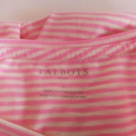 Talbots T Shirt Size X Plus Pink Stripe - Picture 4 of 5
